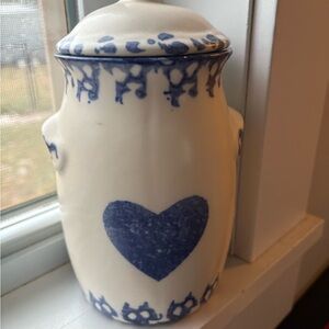 Vintage 90s Blue Heart Spongeware